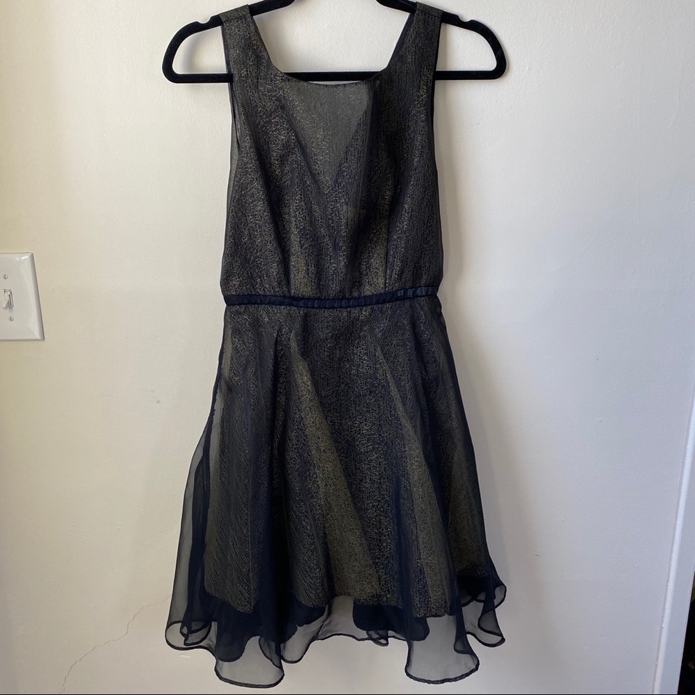 Fit and Flare Gold Crackle Dress